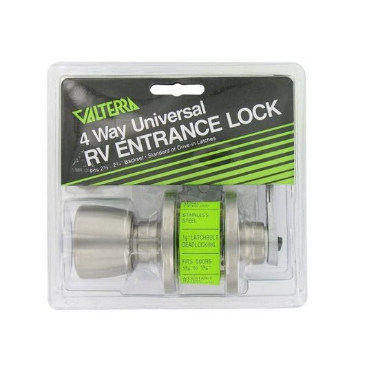 Valterra L32CS000 knob and lever style keyed entry door lock - stainless steel